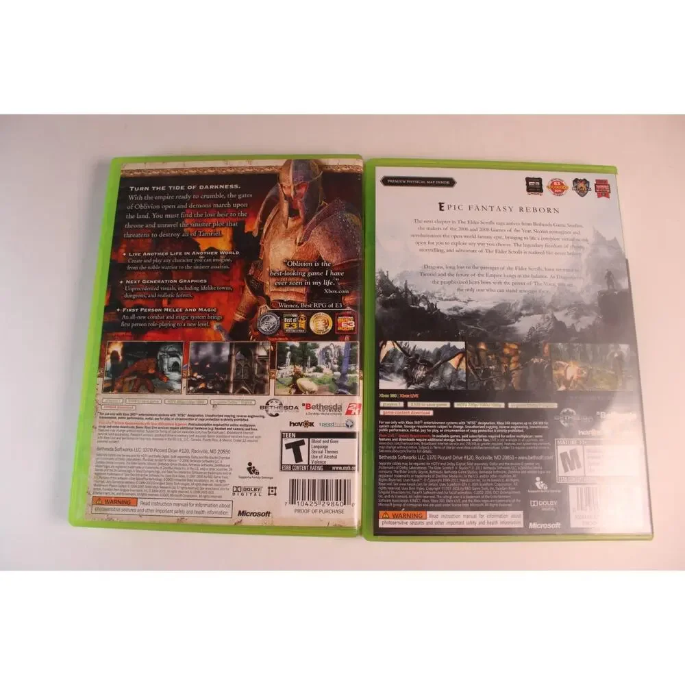 2 games: The Elder Scrolls IV and V Skyrim and Oblivion (Xbox 360) Authentic